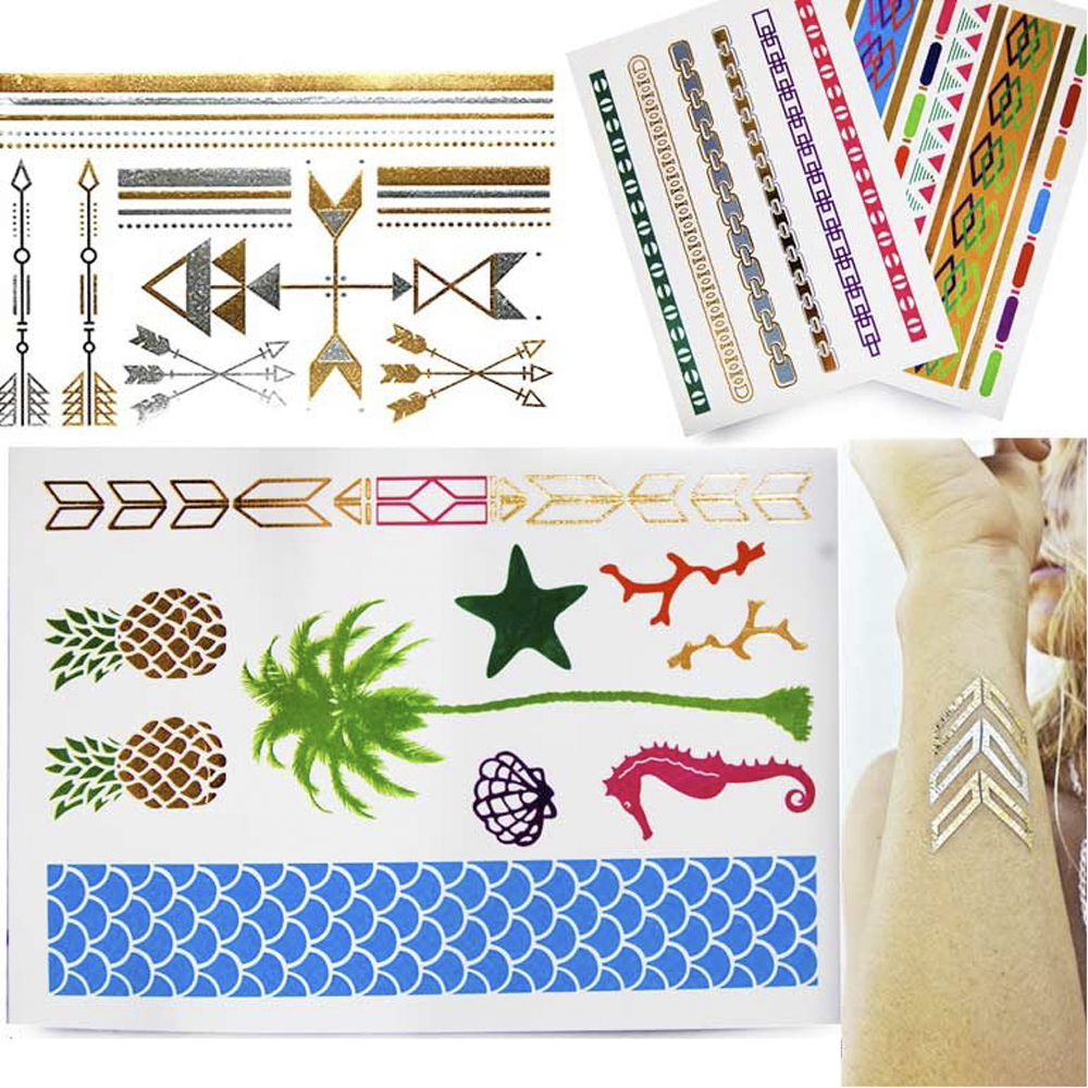 12 Planilla tatuaje pulsera metalica temporal