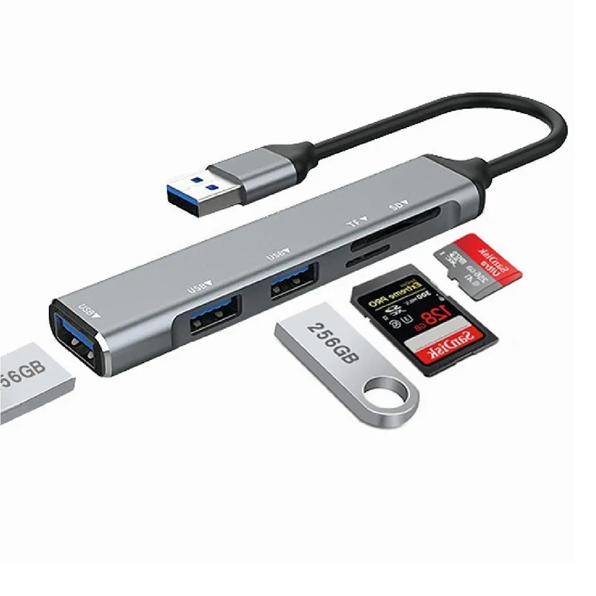 Adaptador Multipuerto 5 En 1 Con 3 Puertos Usb 3.0 Sd Tf