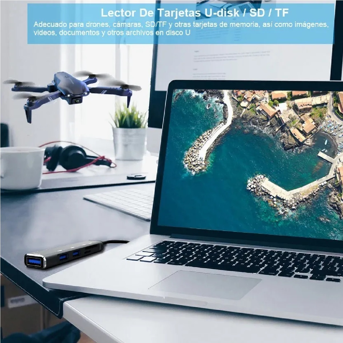 Adaptador Multipuerto 5 En 1 Con 3 Puertos Usb 3.0 Sd Tf