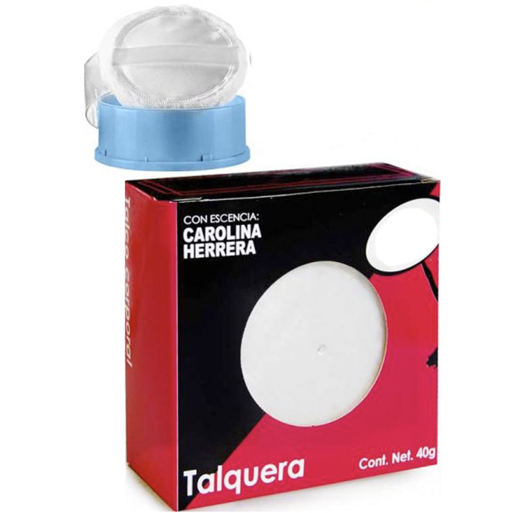 Talquera con borla channel o carolina herrera 40g