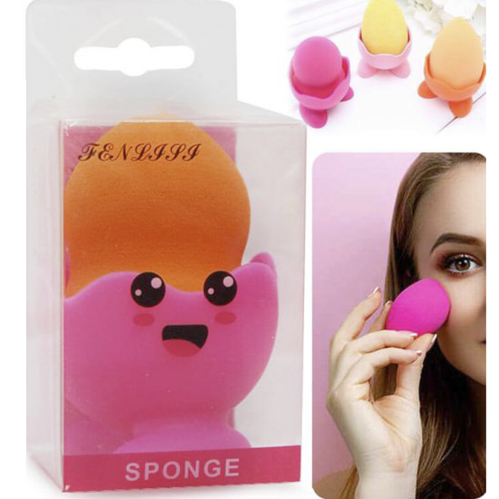 Esponja maquillaje con base para liquido, crema y polvo