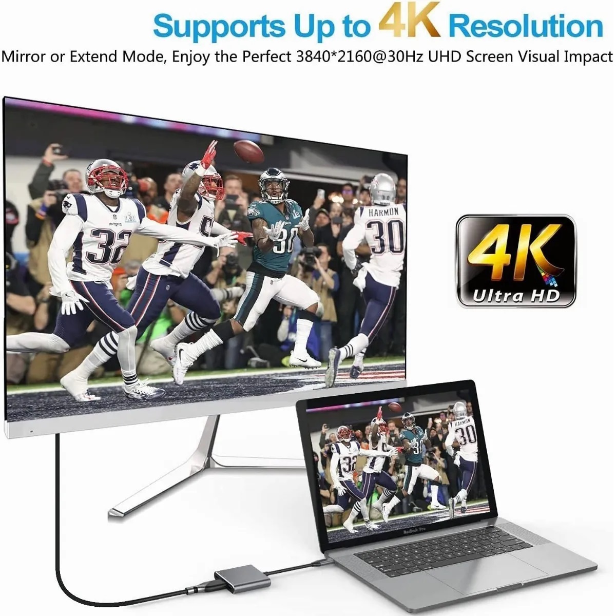 Adaptador Tipo C A Hdmi 4k Convertidor Hub Usb 3.0 3 En 1