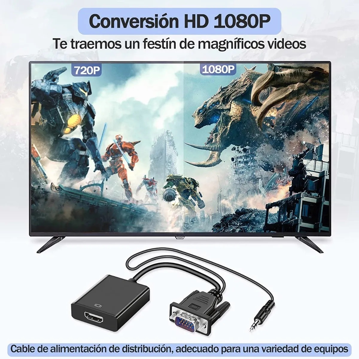 Convertidor Video Vga A Hdmi Audio Adaptadores Full Hd 1080p