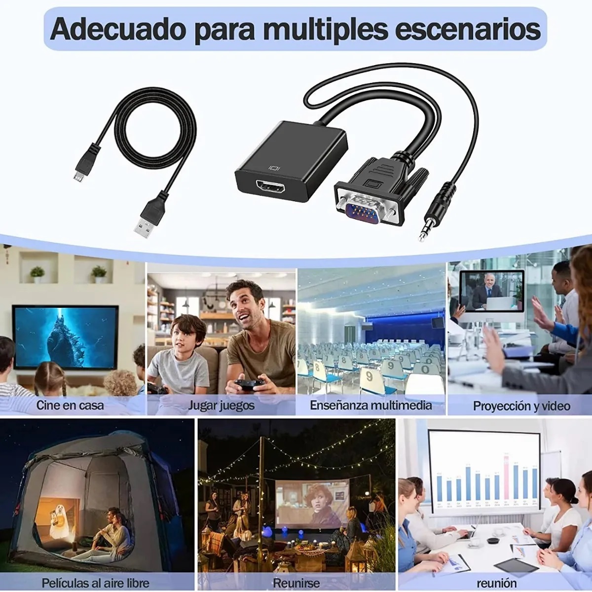 Convertidor Video Vga A Hdmi Audio Adaptadores Full Hd 1080p