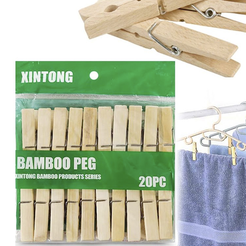 20 Pinza para ropa tendedero bambu 12 cm