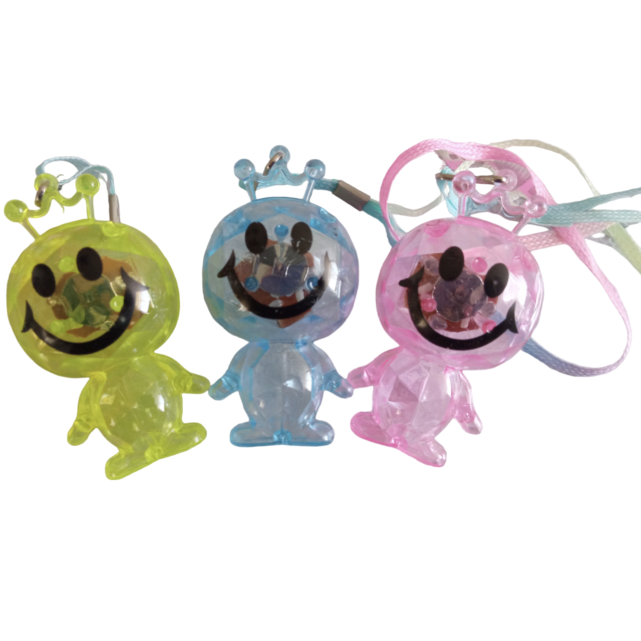 3 Colgante luz led carita feliz fiesta juguete 4.5 cm