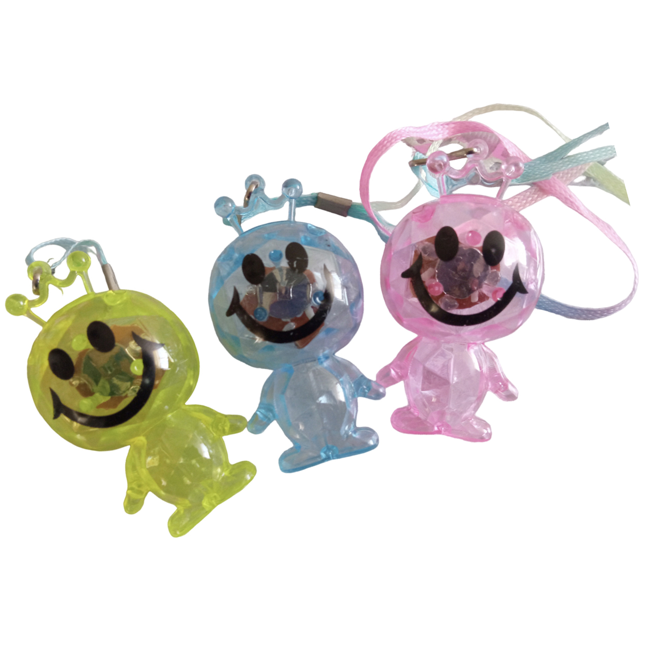 3 Colgante luz led carita feliz fiesta juguete 4.5 cm