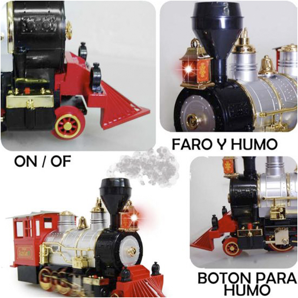 Locomotora tren led saca humo y movimiento