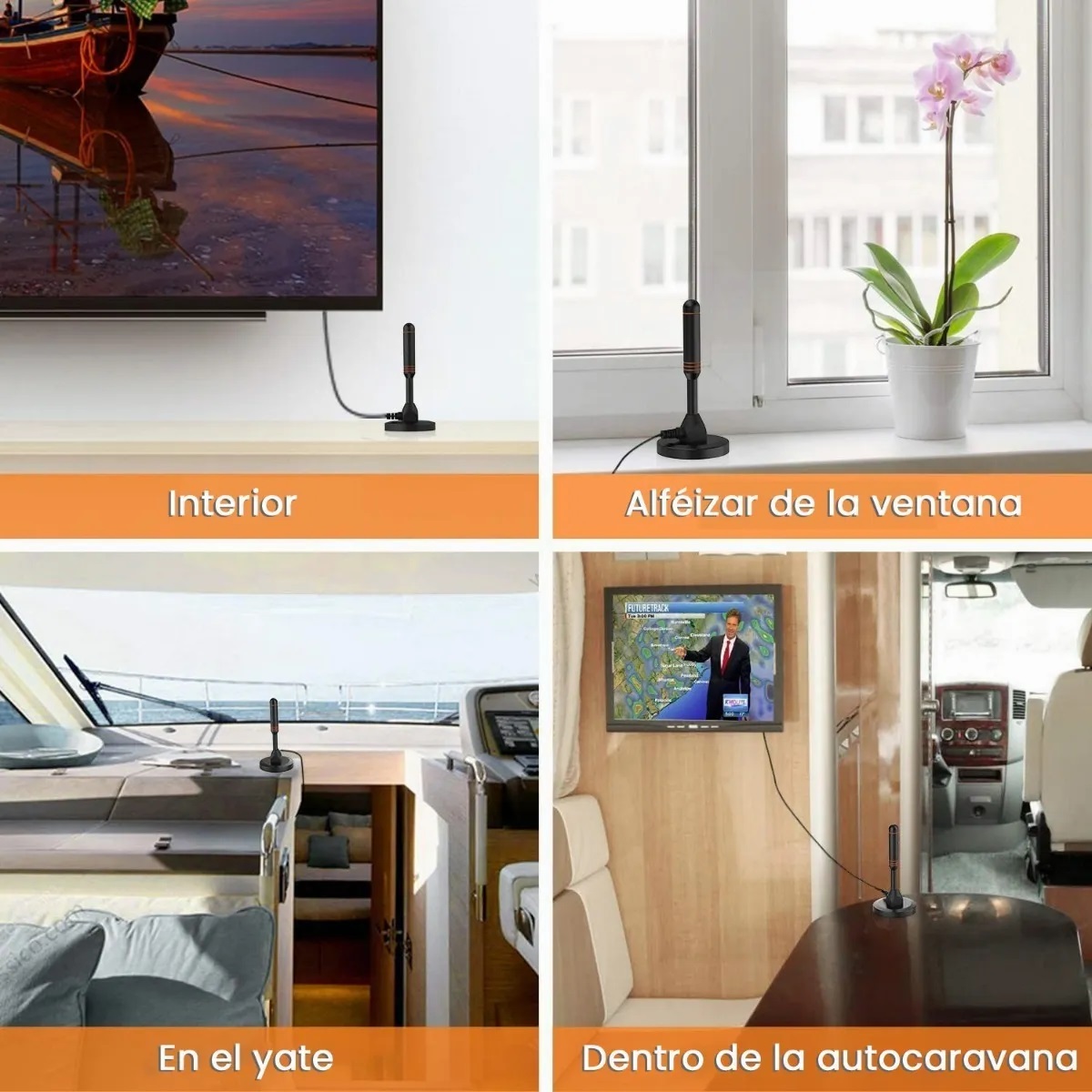 Pantio Antena de TV Digital, 4K 1080P Antena de HDTV Interior con 2  Amplificador de Señal