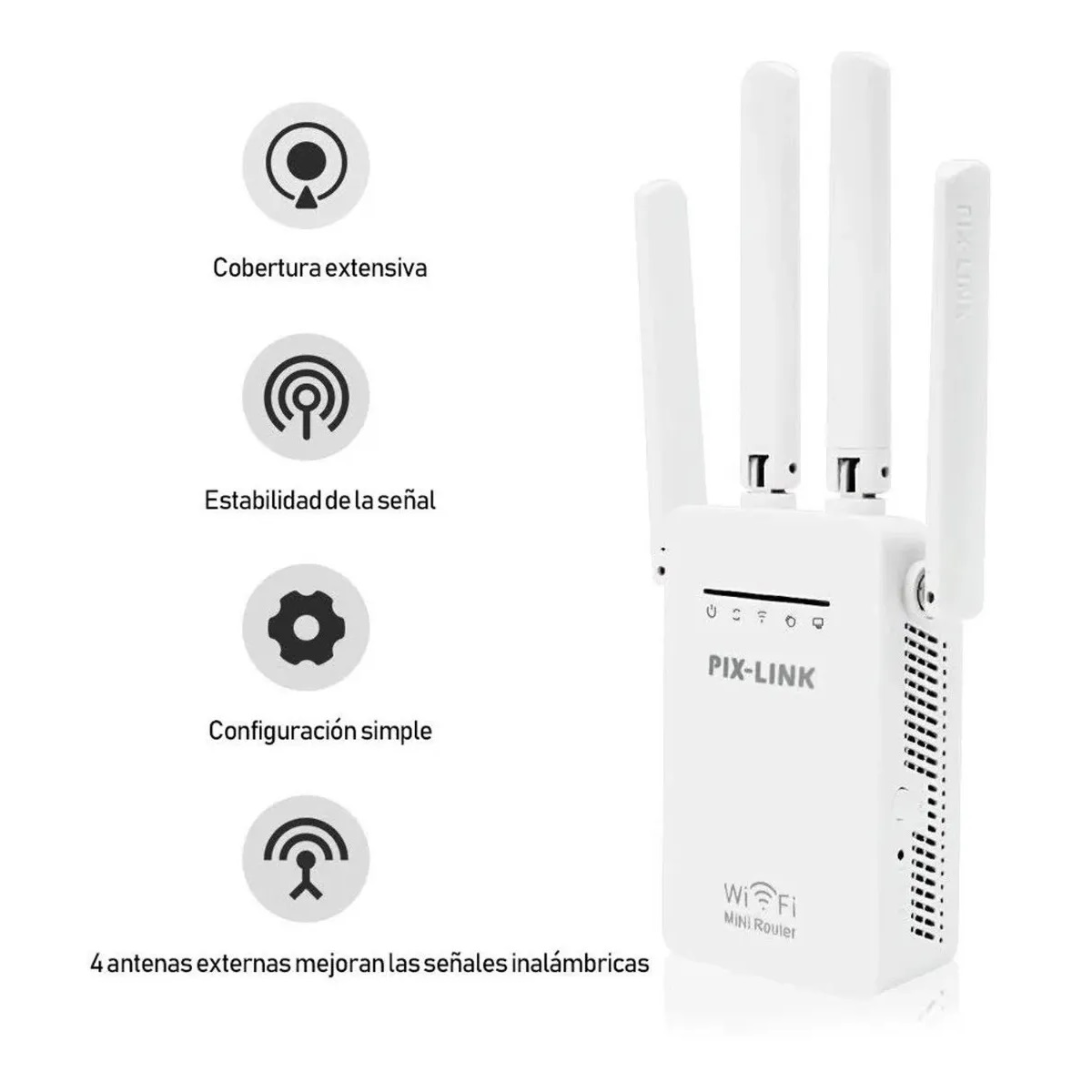Amplificador Wifi, Repetidor De Señal Con 4 Antenas