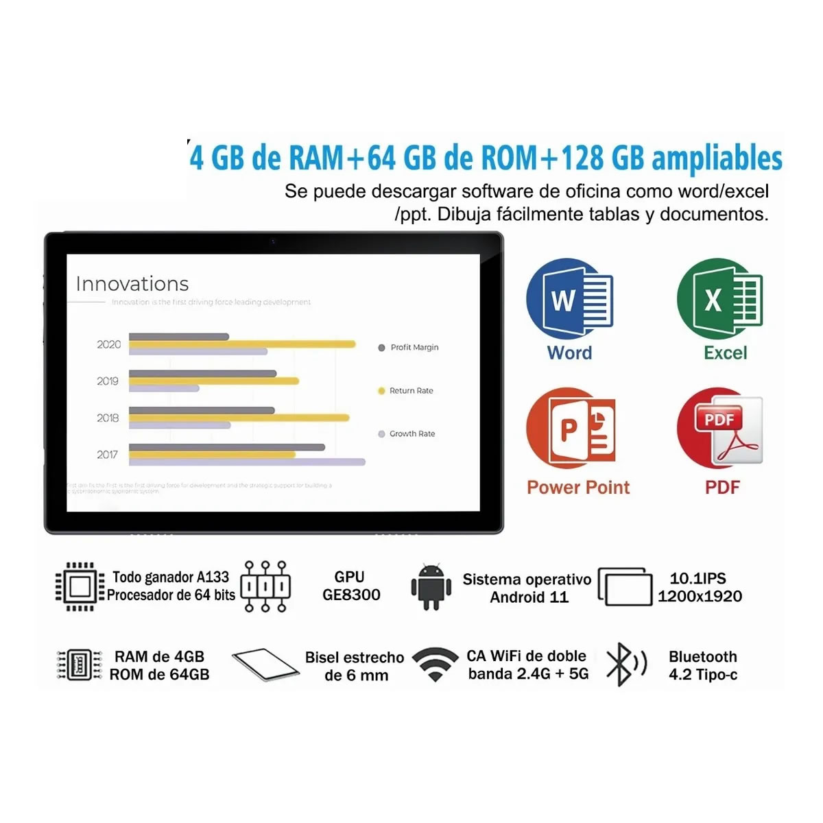 Tablet de 10.1 Pulgadas Android 11 64Gb Con Teclado Xgody TAB10