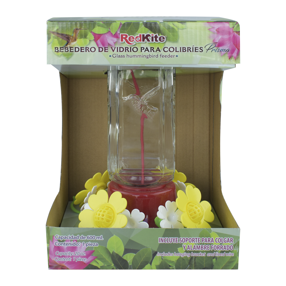BEBEDERO DE VIDRIO PRISMA P/COLIBRÍ 600 ML