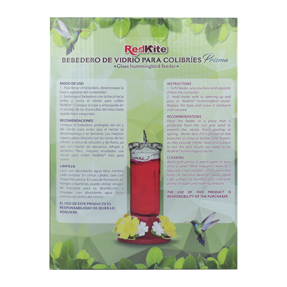 BEBEDERO DE VIDRIO PRISMA P/COLIBRÍ 600 ML