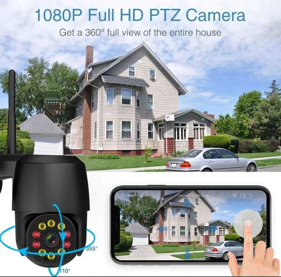 Camara Wifi Exterior 360 HD de seguridad autoseguimiento impermeable vista en tiempo real LED IR