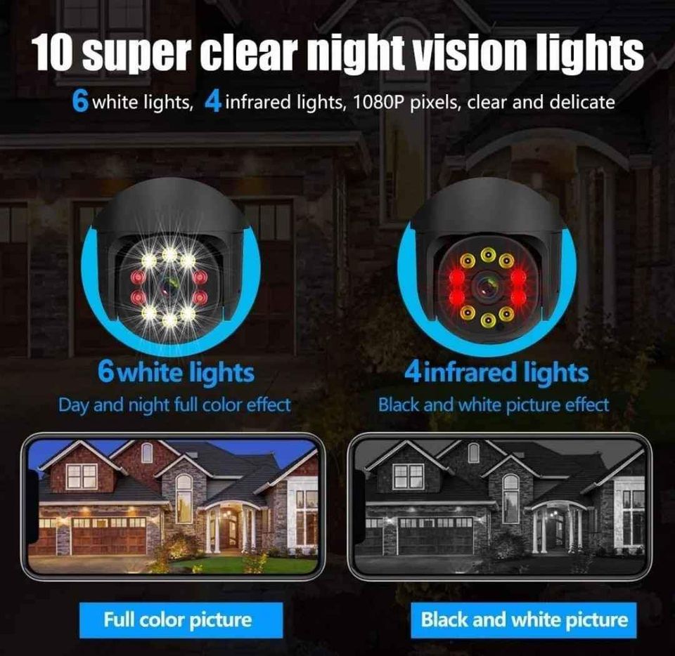 Camara Wifi Exterior 360 HD de seguridad autoseguimiento impermeable vista en tiempo real LED IR