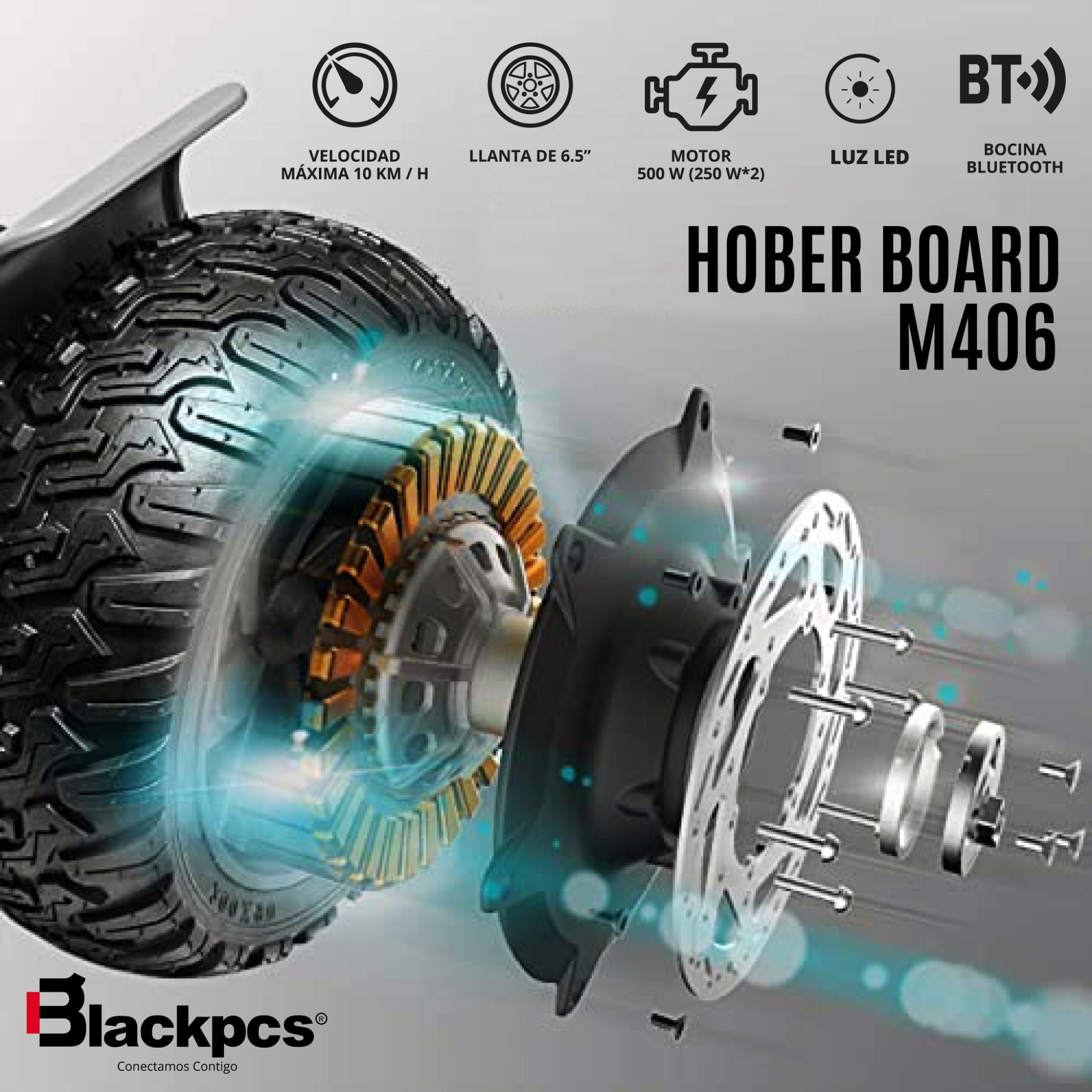 Patineta Eléctrica Blackpcs M406, Luces LED, 10 KM/h, hasta 100 KG, Negro