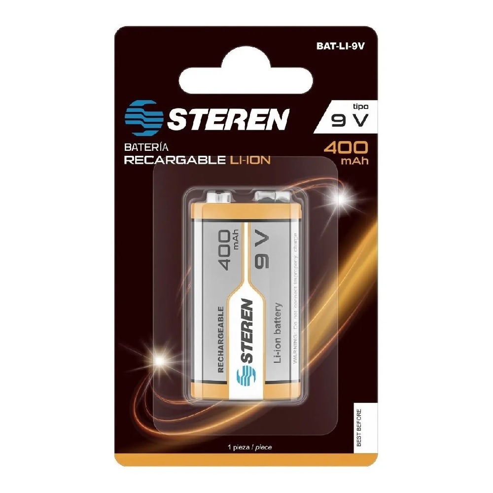 Batería Recargable Usb Li-ion 9v Cuadrada 400 Mah Steren