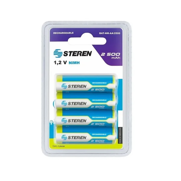 4 Pilas Recargables Aa Alta Capacidad Nimh 2500 Mah Steren