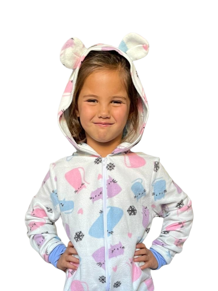 Pijama Mameluco Niño Niña Suave Cómodo Caliente Gatos Lyndo