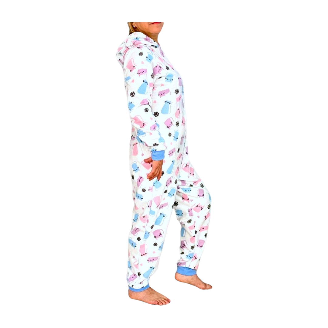 Pijama Mameluco Dama Suave Cómodo Caliente Gatos Lyndo  