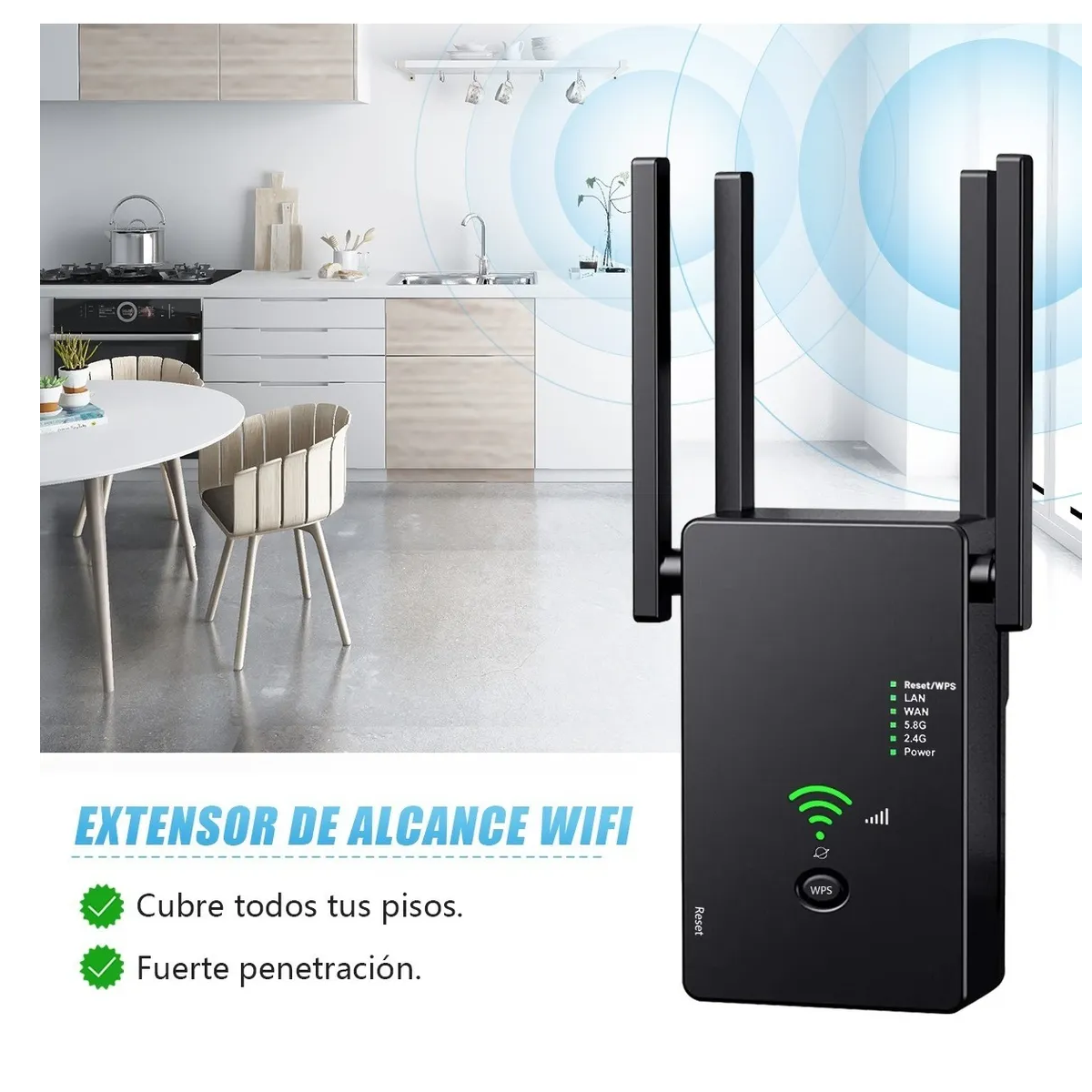 Repetidor Wifi 5g Amplificador Señal 1200mbps 110/230v Wps