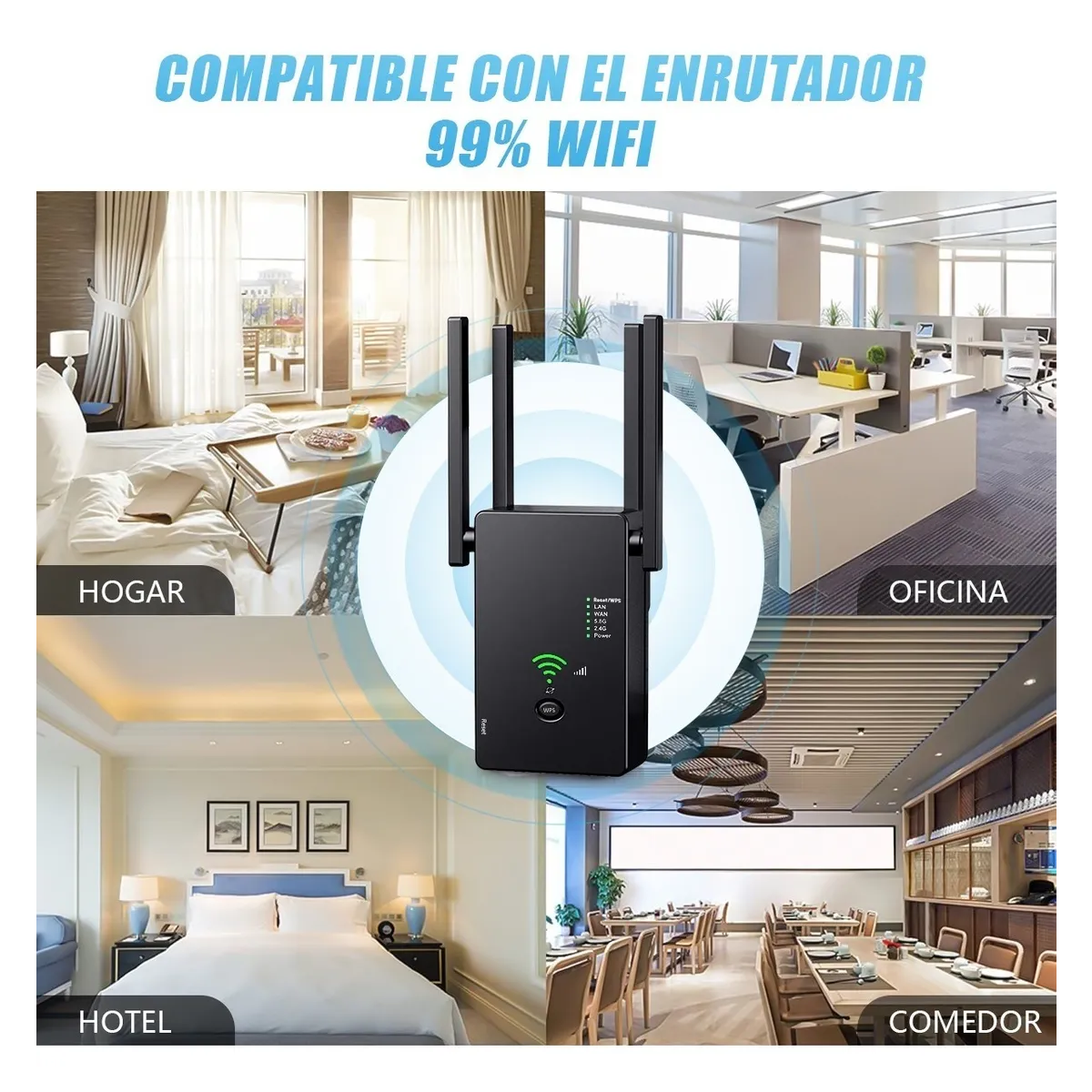 Repetidor De Señal Wifi 5g De 1200mbps 110/230v Wps