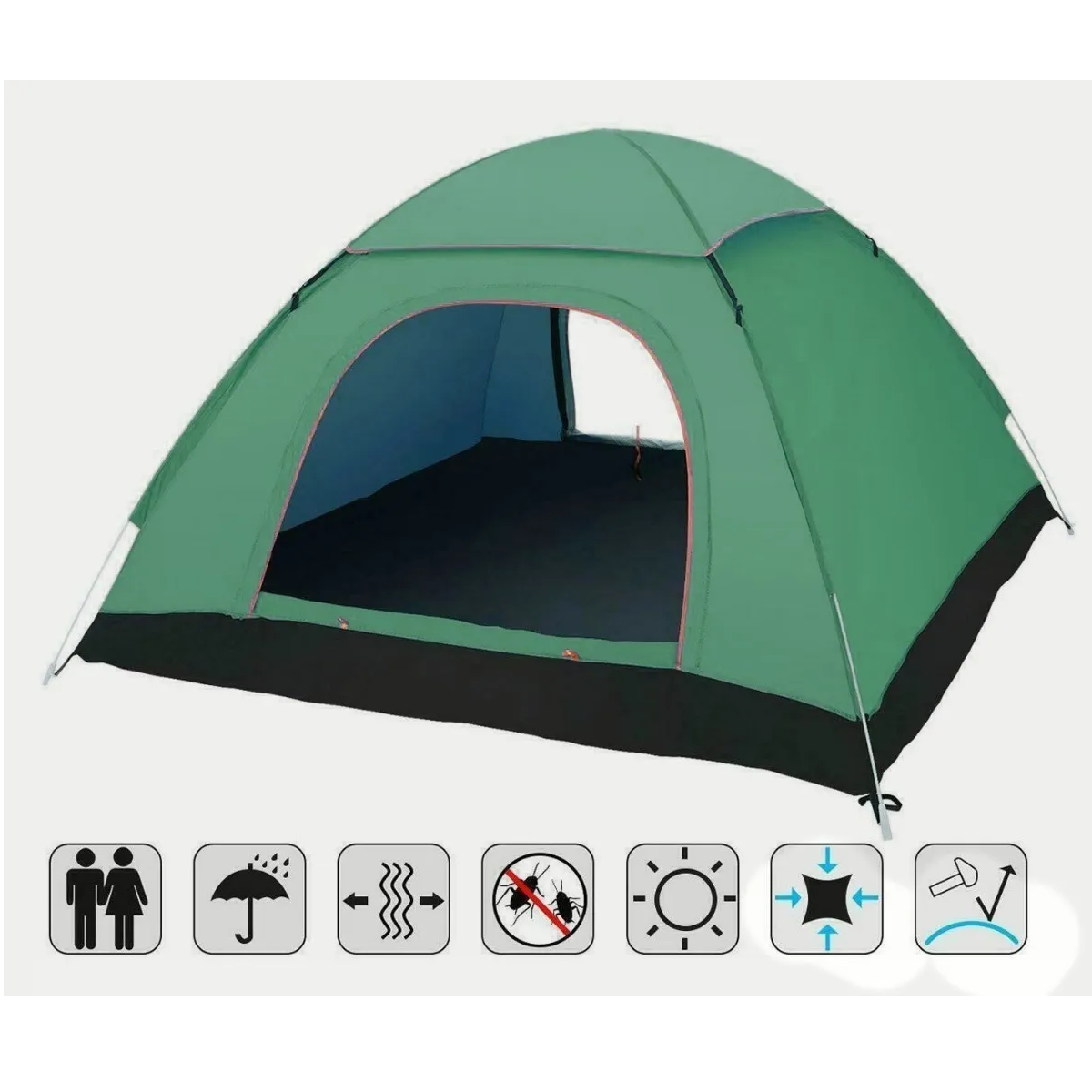 Tienda Casas De Campaña 3-4 Personas Camping Verde