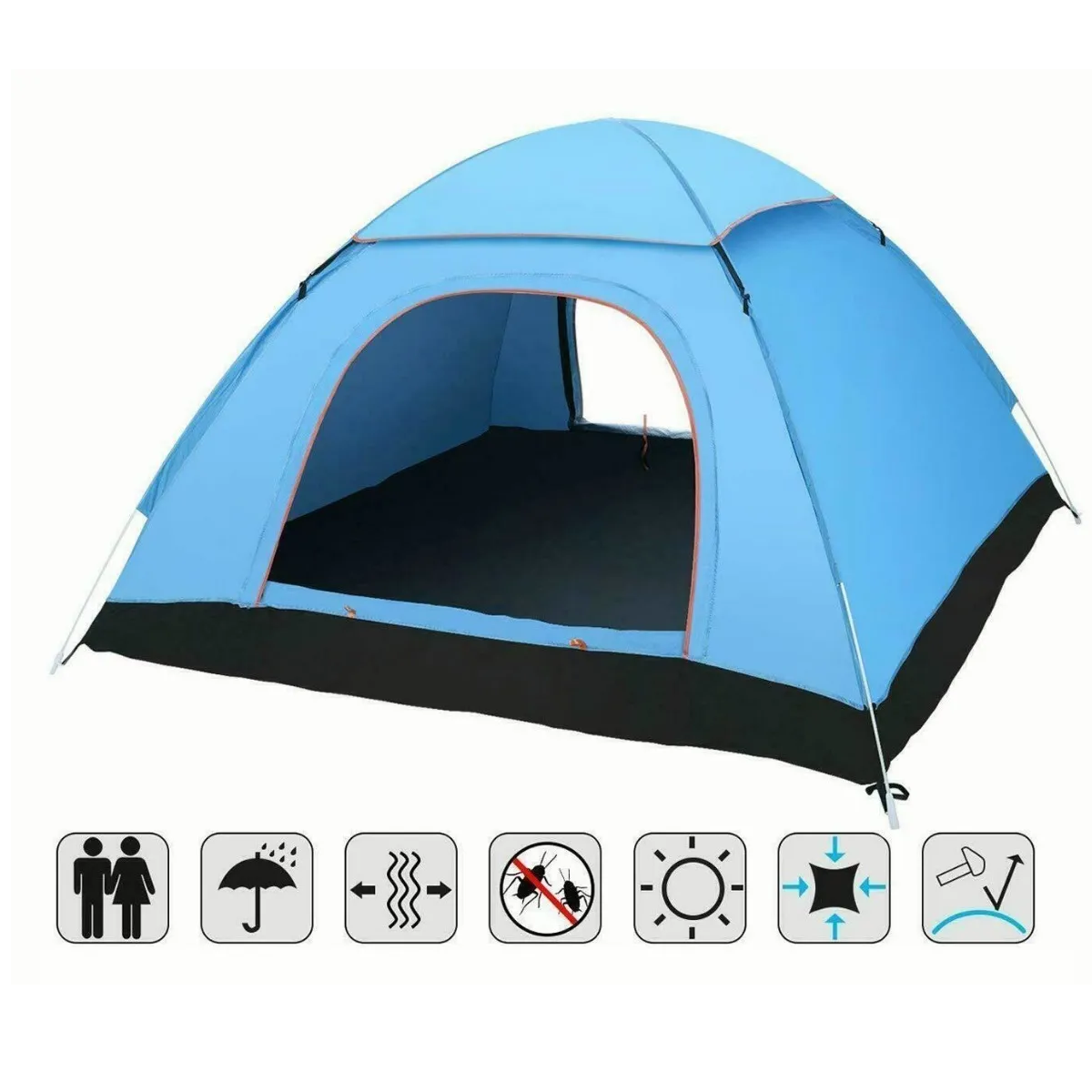 Tienda Casas De Campaña 3-4 Personas Camping Azul