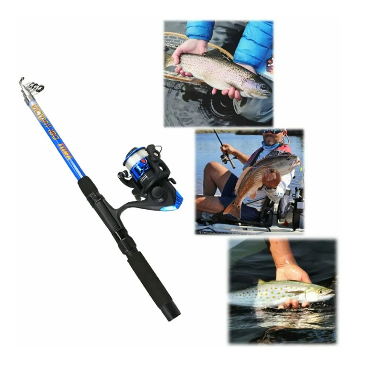  Kit Completo Pescar Juvenil Carrete De Caña De Pescar