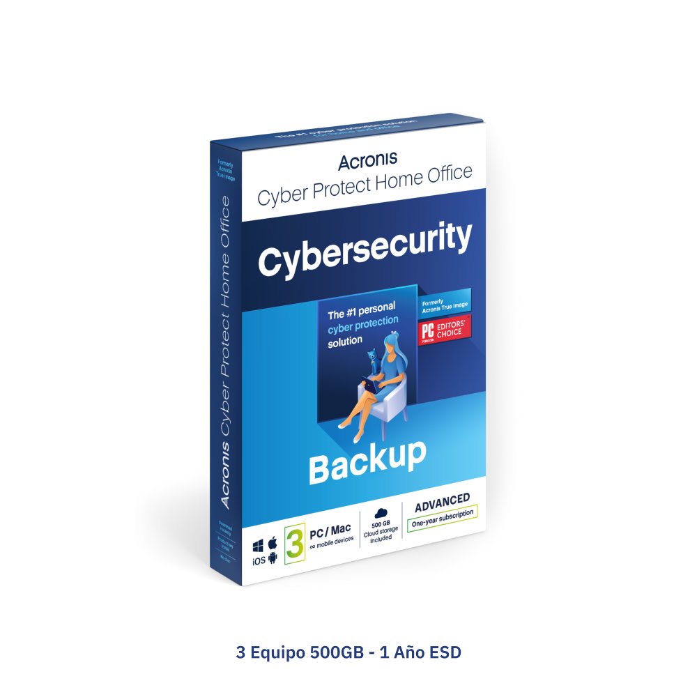 Acronis Cyber Protect Home Office Advanced 3 equipos 500GB-1 año ESD