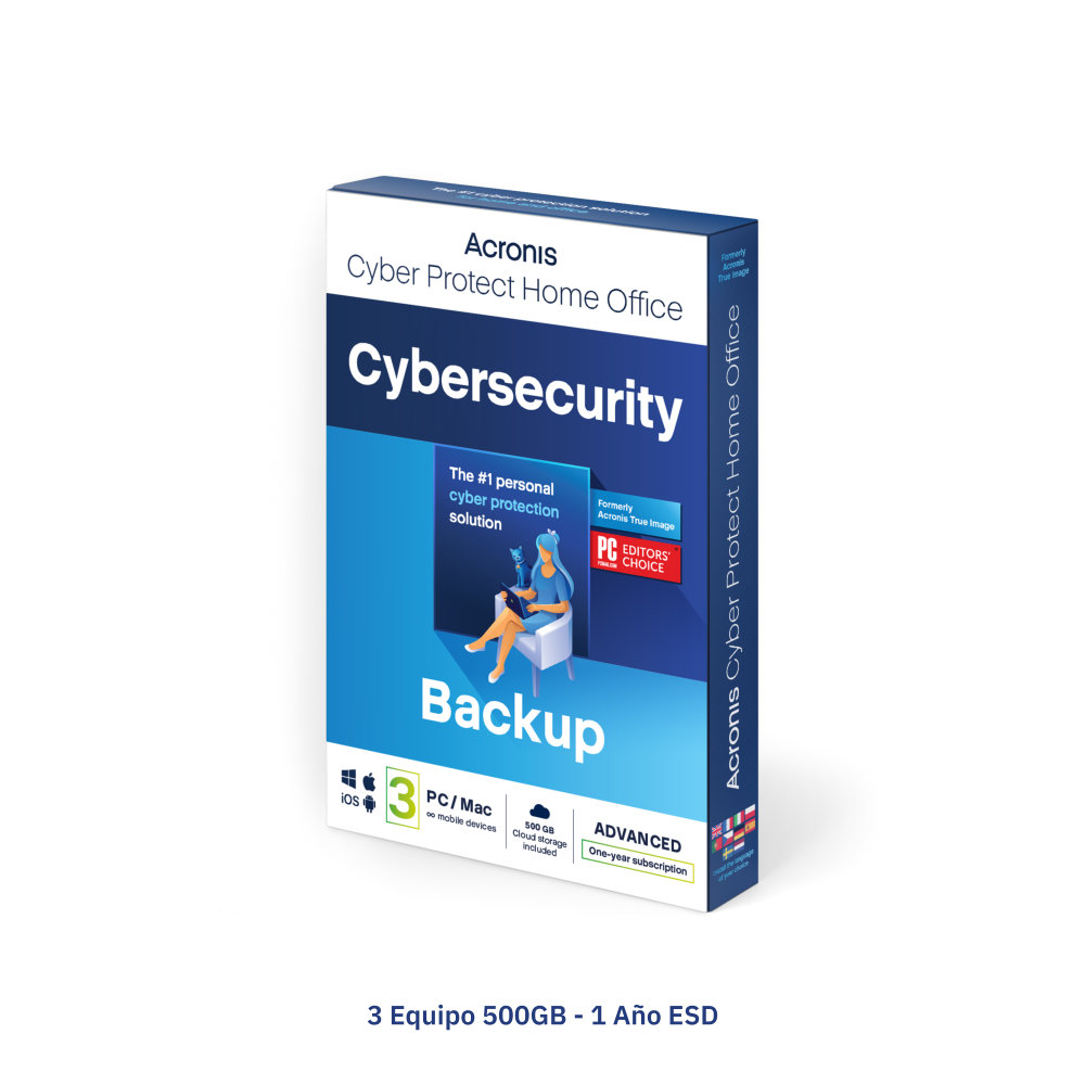 Acronis Cyber Protect Home Office Advanced 3 equipos 500GB-1 año ESD