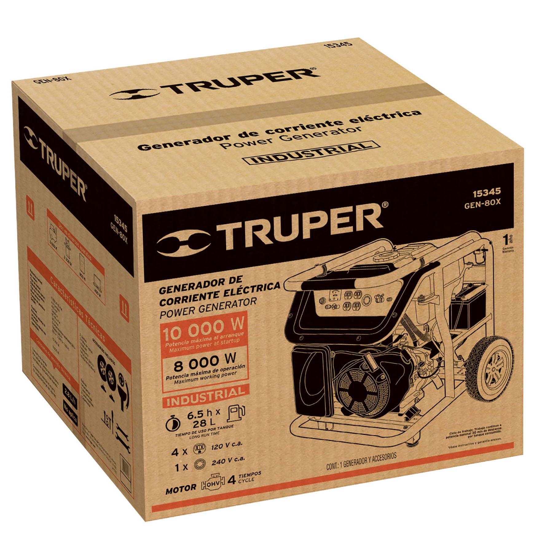 Planta De Luz Generador Eléctrico A Gasolina De 10000w, Uso Industrial