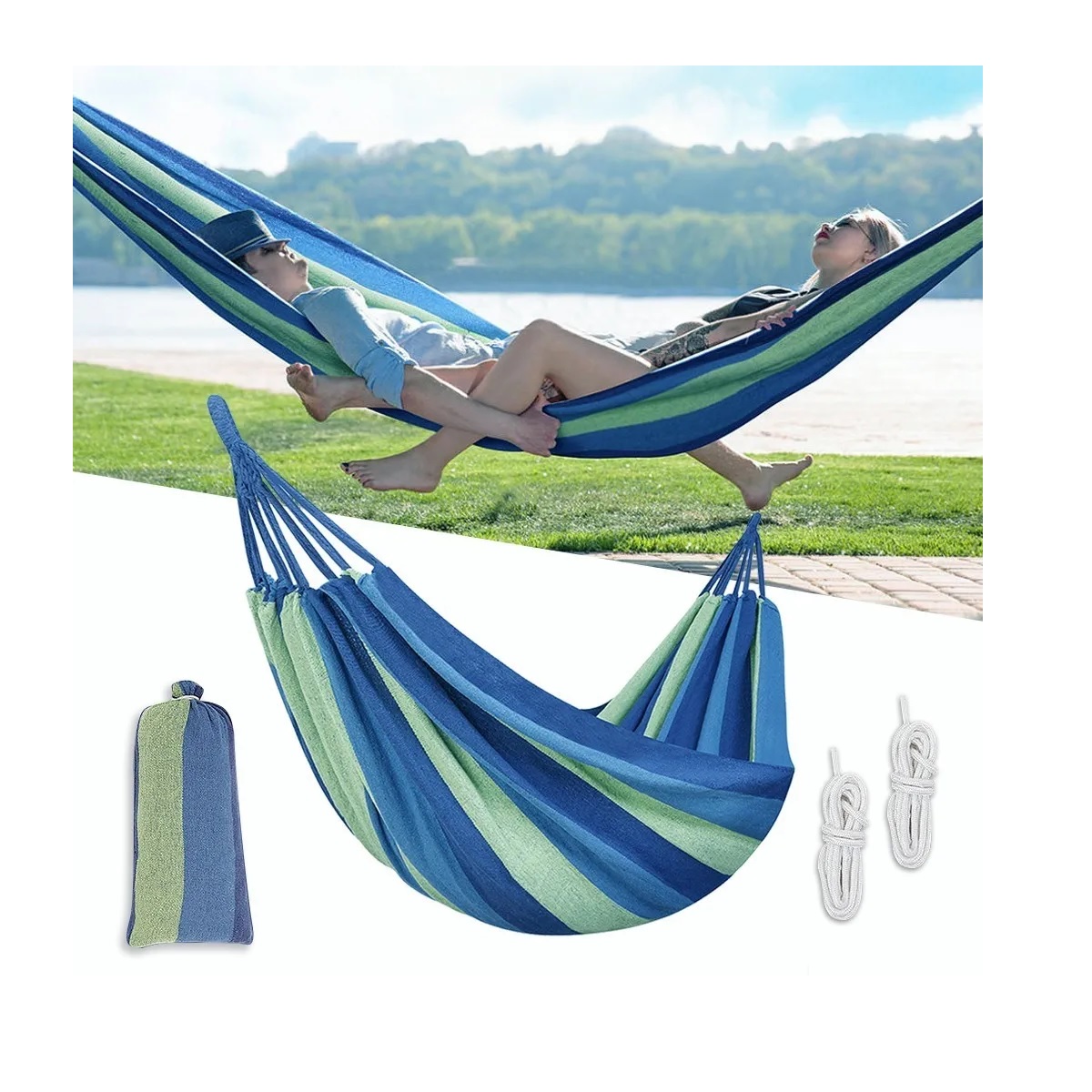 Hamaca Camping Al Aire Libre Hamaca De Lona Doble