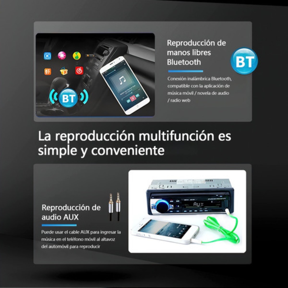 Reproductor Mp3 1 Din Con Bluetooth Y Autoestéreo Para Auto