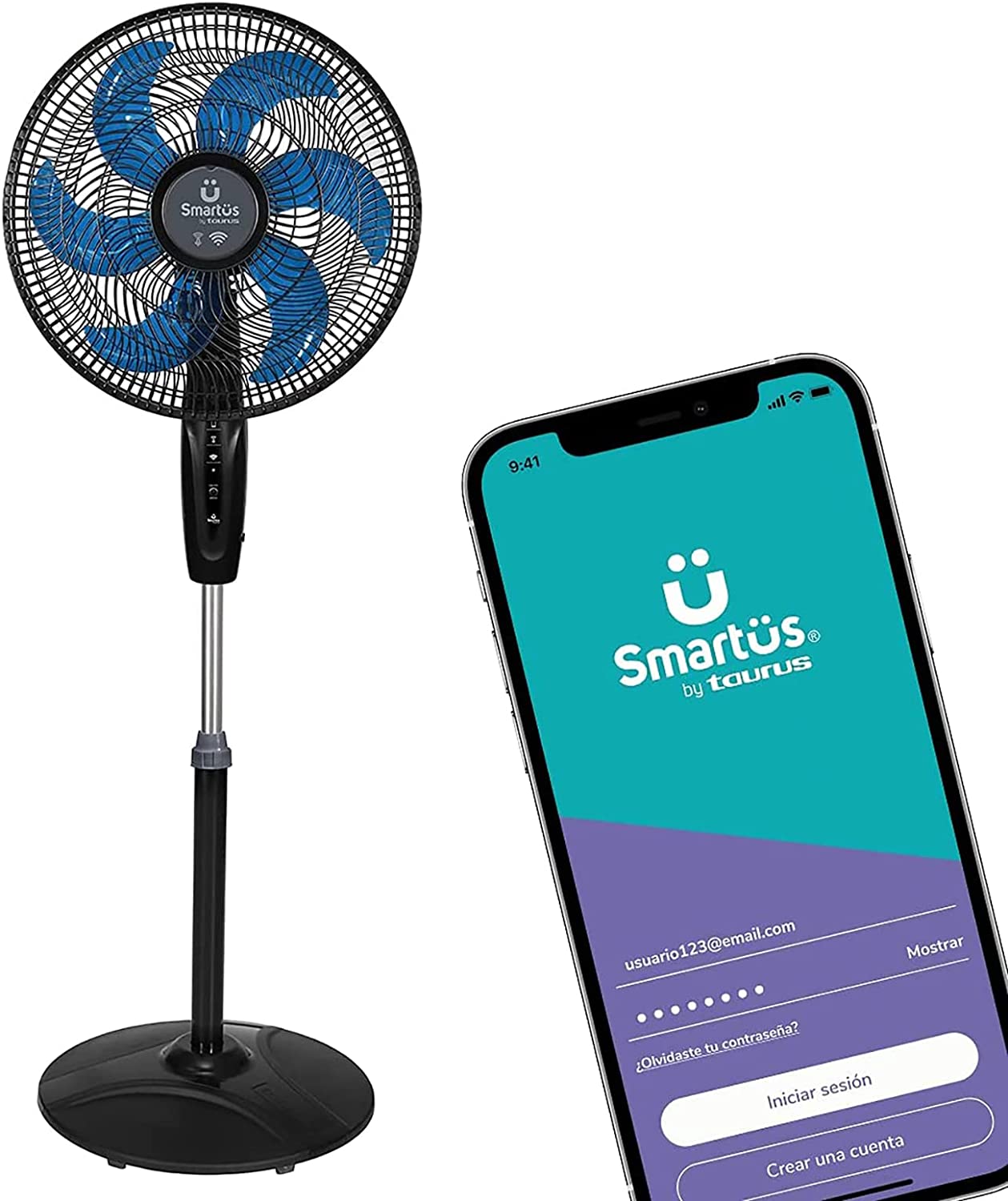 Ventilador WiFi, Ventilador Inteligente, Control por Voz o por Aplicación, 2 EN 1: Montaje como Pedestal o en Pared