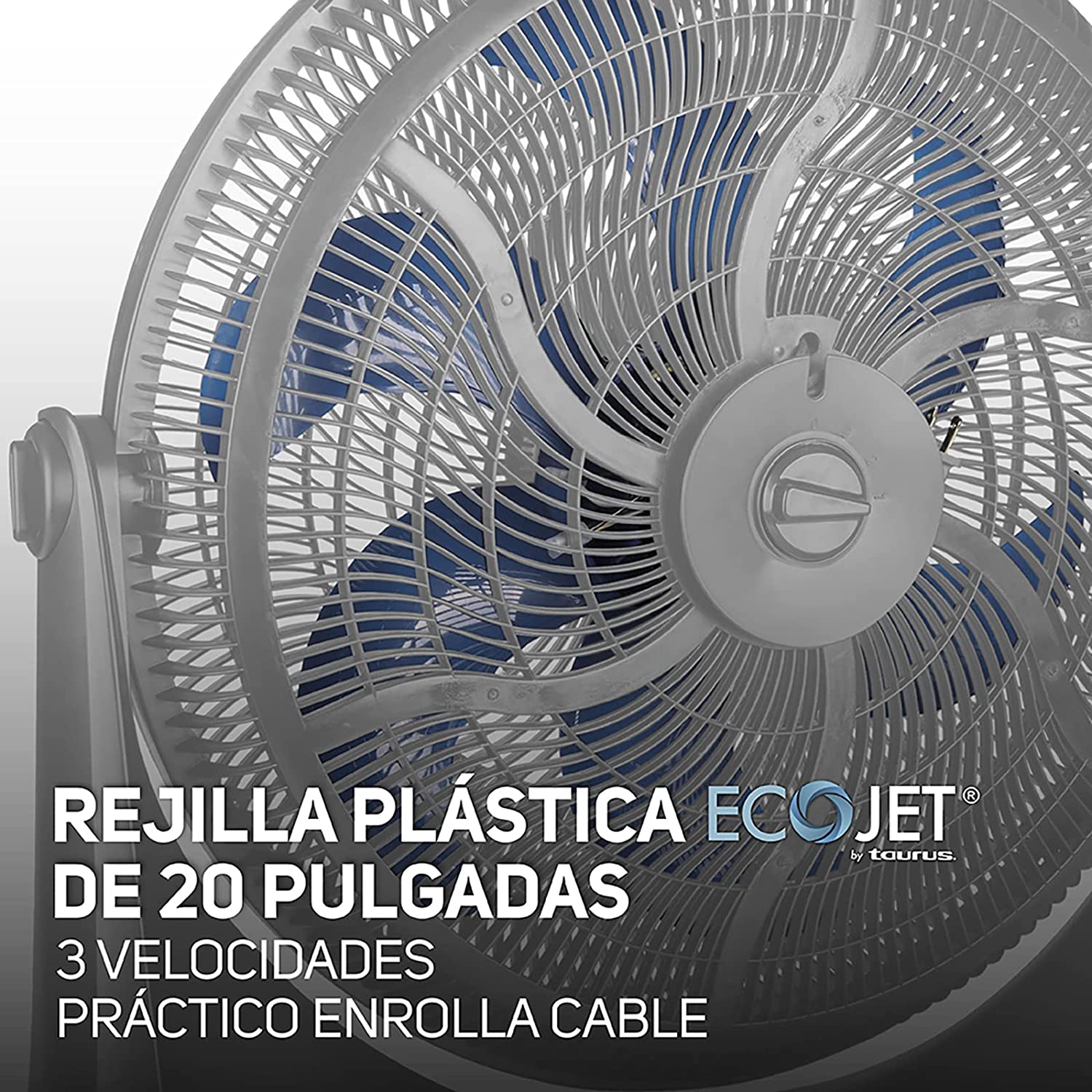 Taurus Supersonic Circulador de Aire, Ecojet Silencioso, 20 Pulgadas, color Gris