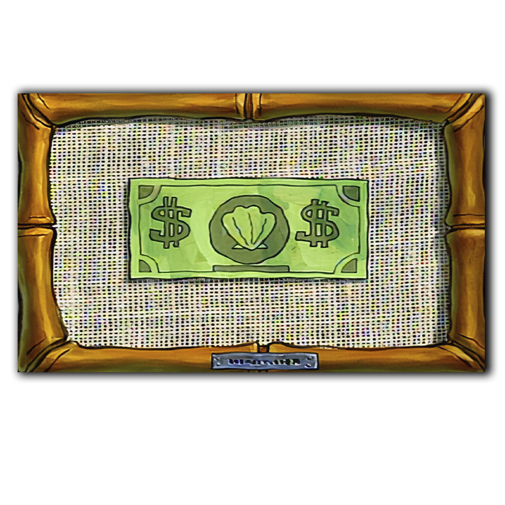 Cuadro Decorativo Primer Dolar De Don Cangrejo (Bob Esponja) Personalizado