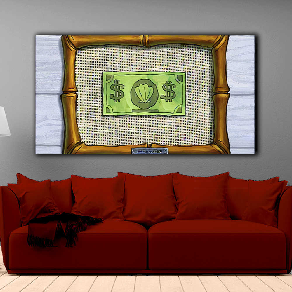 Cuadro Decorativo Primer Dolar De Don Cangrejo (Bob Esponja) Personalizado