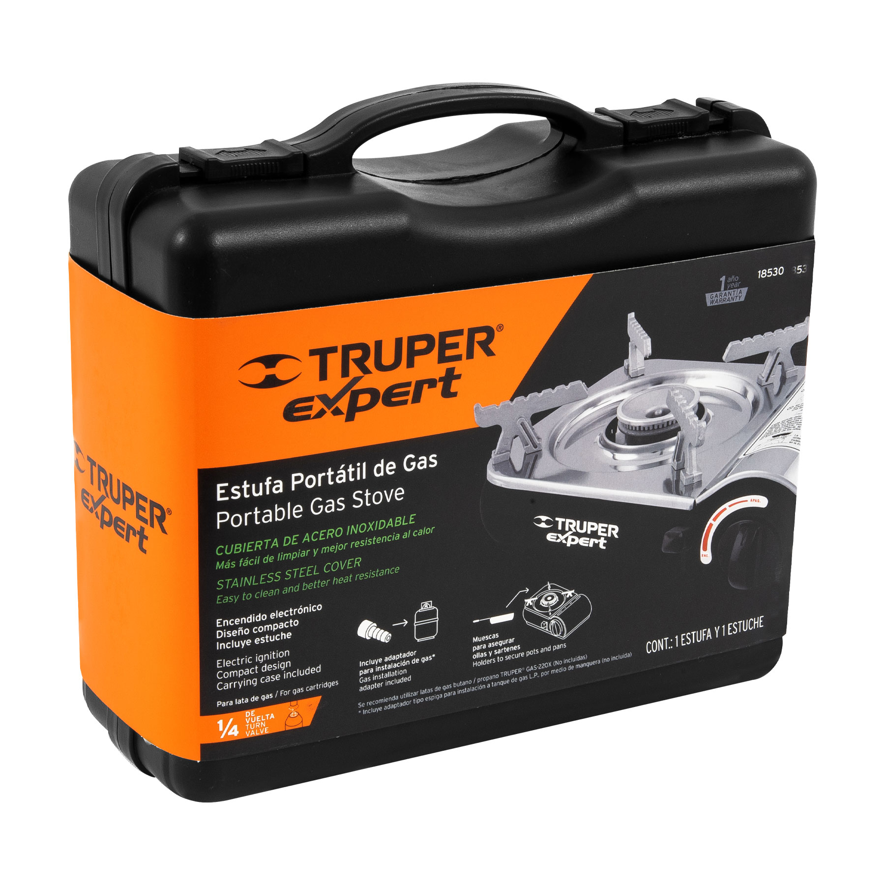 Estufilla portátil, encendido electrónico, lata 1/4, Expert