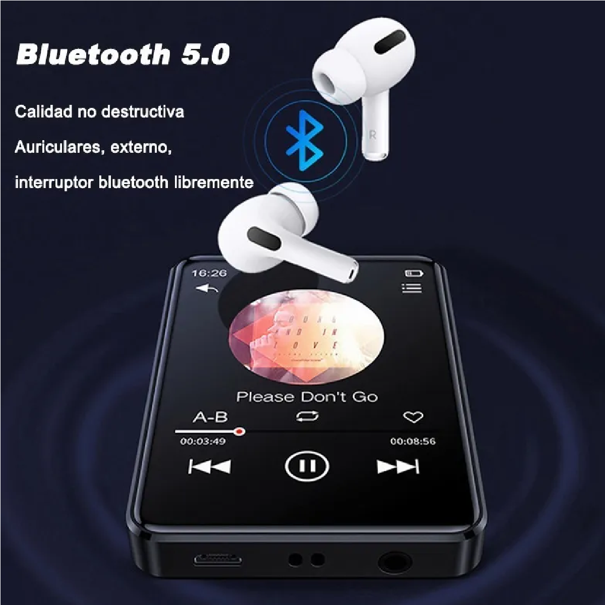 Reproductor Mp3 Con Bluetooth, Táctil