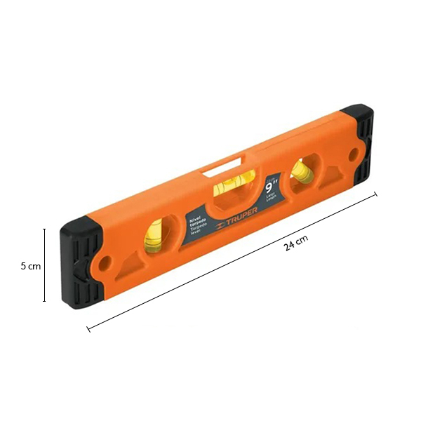 Nivel torpedo de 9" magnético cuerpo de ABS, Truper