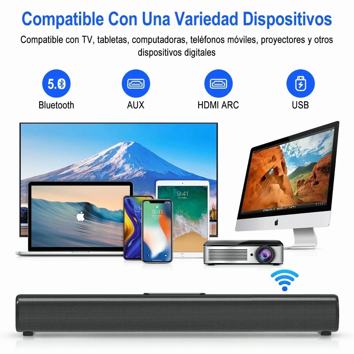 Barra De Sonido Bocina Para Tv 50w Bluetooth