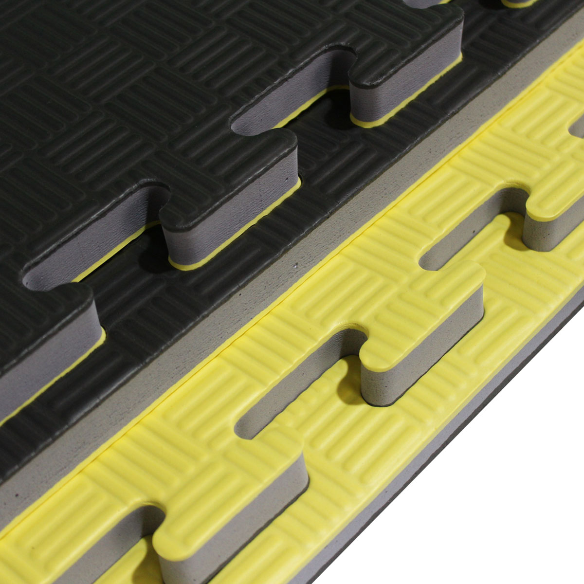 Paquete de 5 pza de Tatami de 1m*1m*2 cm de grosor Fire Sports Piso para gimnasio Negro-Amarillo