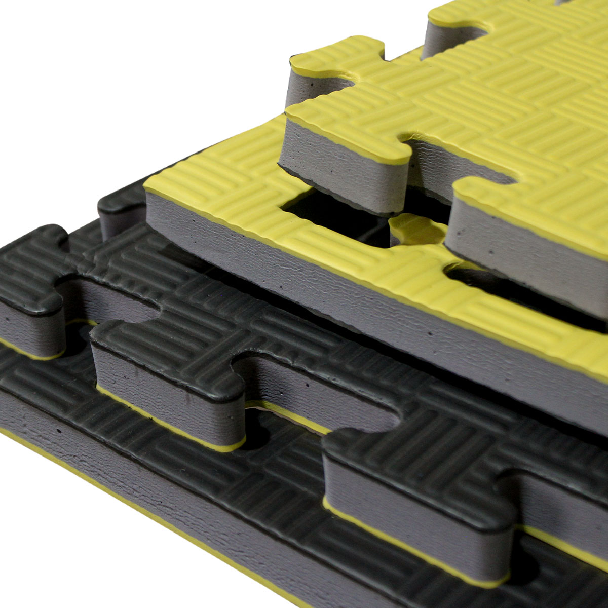 Paquete de 5 pza de Tatami de 1m*1m*2 cm de grosor Fire Sports Piso para gimnasio Negro-Amarillo