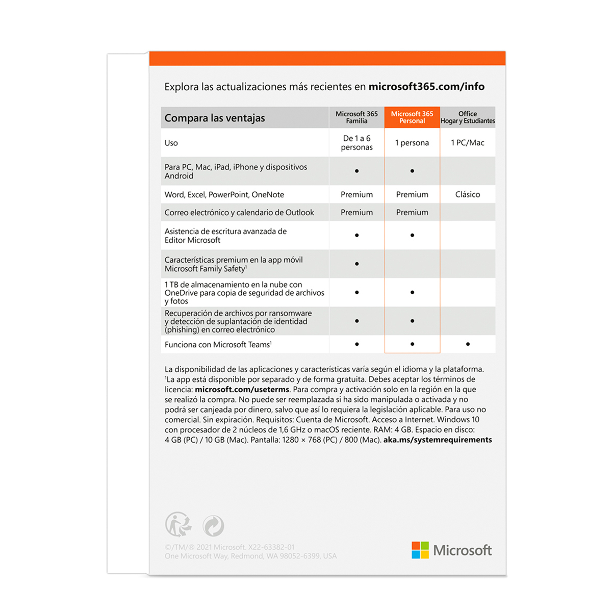 Microsoft 365 Personal - suscripción anual - 1 PC o Mac - 1 usuario