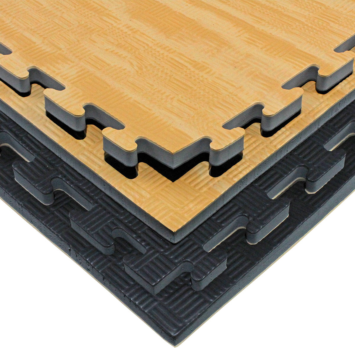 Set 5 pzas de Tatami 1m*1m*2 cm de grosor Fire Sports Diseño madera/negro 