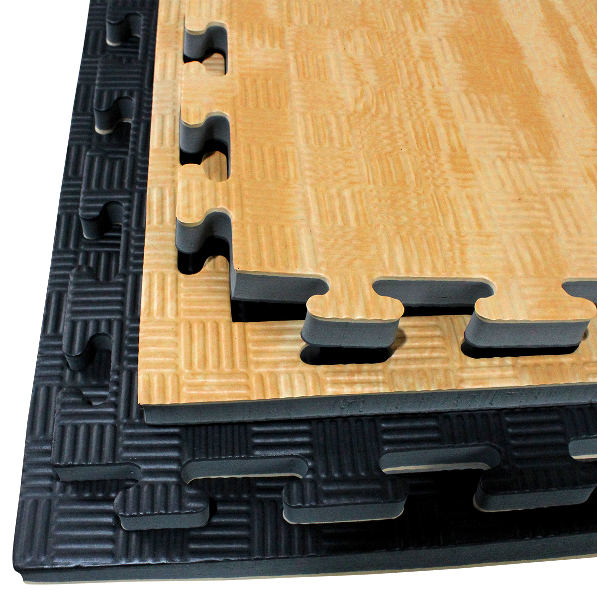 Set 5 pzas de Tatami 1m*1m*2 cm de grosor Fire Sports Diseño madera/negro 