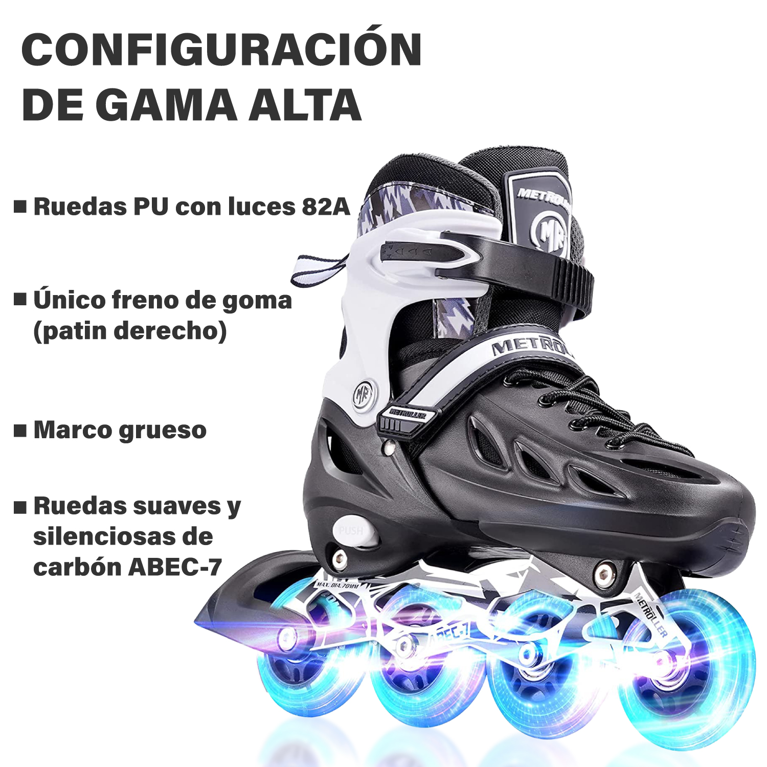 Patines en Línea Altera con Luz LED Ajustables a 4 Tallas