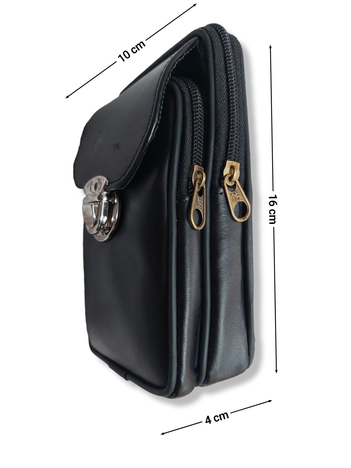 Portacelular doble compartimiento con cierre en piel broche
