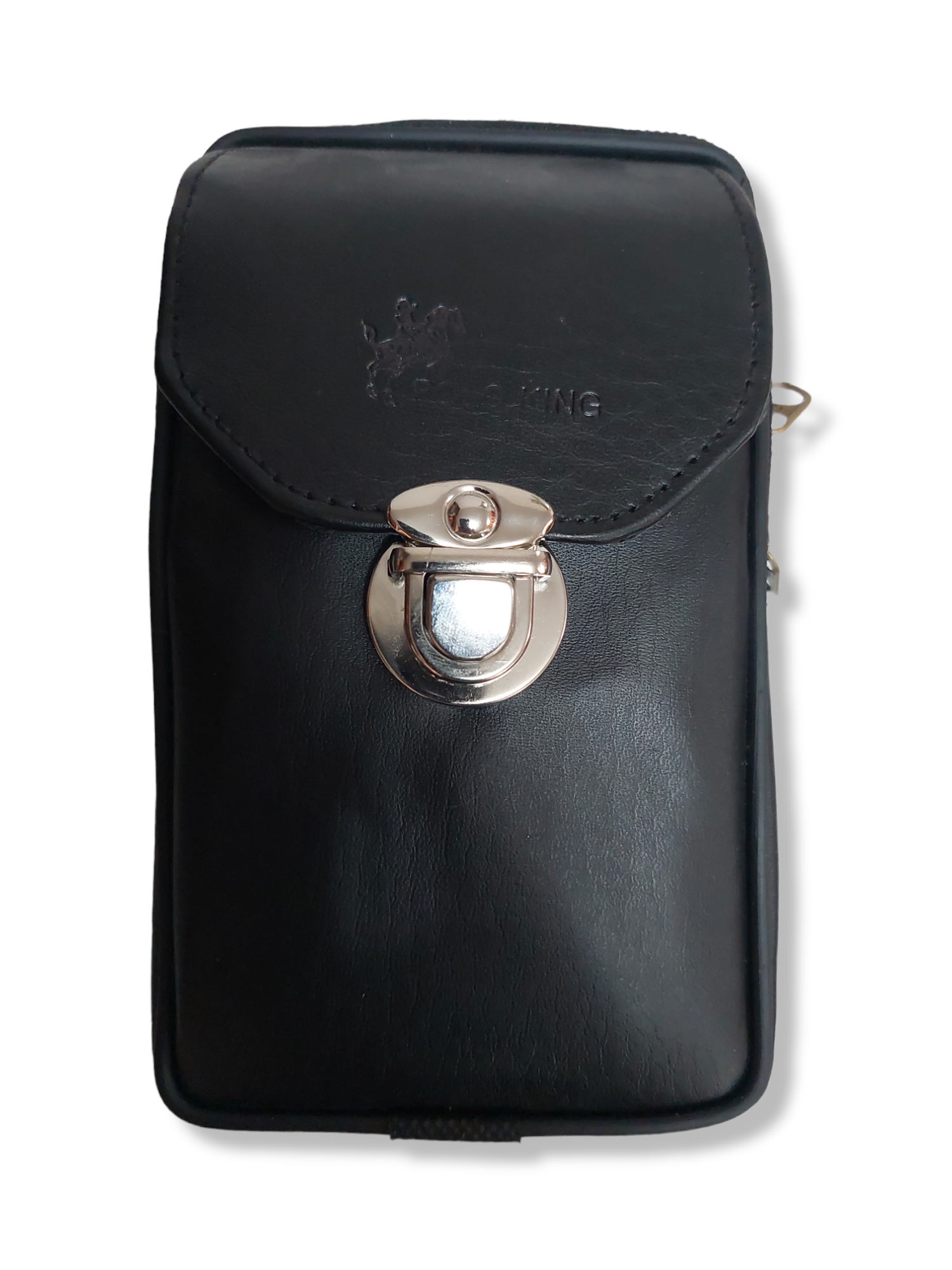 Portacelular doble compartimiento con cierre en piel broche